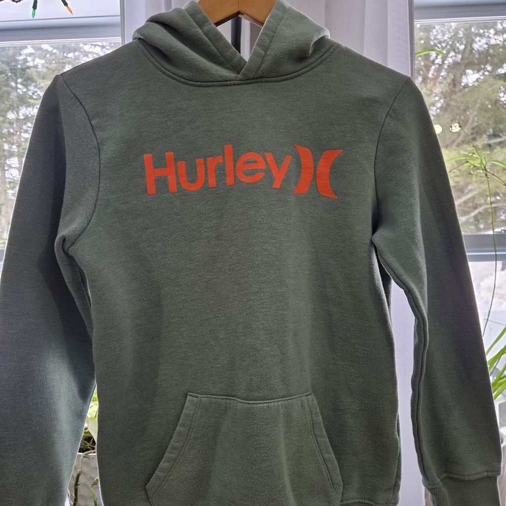Hurley Olive Hoodie with Orange Logo